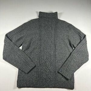 Vintage 90s Guess Sweater Mens Large Gray Cable Rib-Knit Wool Silk Blend